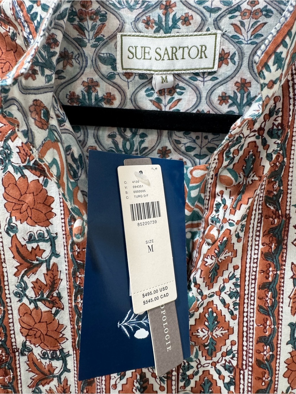 NWT Anthropologie Sue Sartor Tiered Flouncy Kaftan Maxi Shirt Dress Women Medium - Picture 9 of 15